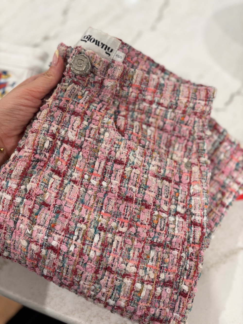 Textured Pink Tweed Skirt or Fabric Piece